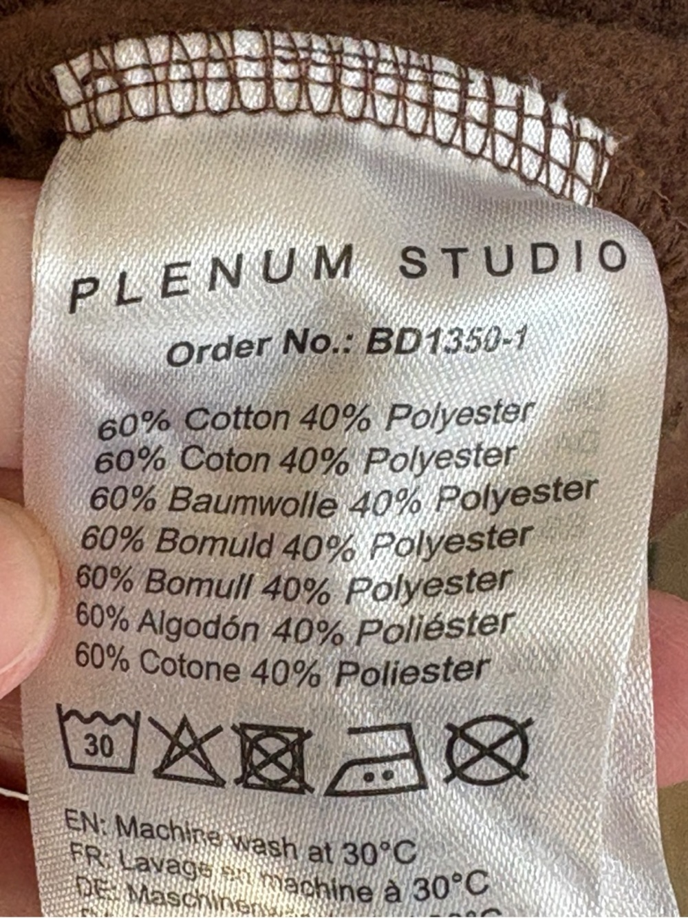 Plenum Studio Brown Mens Quarter Zip Sweatshirt Size Medium - Picture 5 of 6